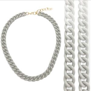 Statement Enamel Curb Chain Necklace - Grey